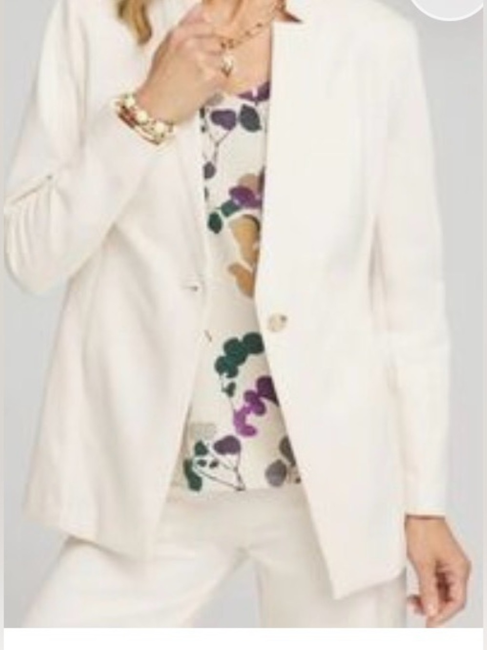 NWT Chicos English Cream Notch Collar Ponte Single Button Blazer Chicos sz 0/ 4